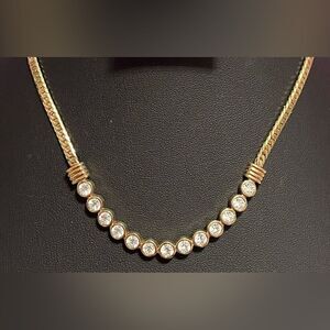 Gold Tone Crystal Bar Necklace - Women Jewelry Necklaces